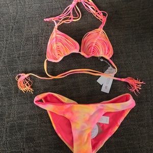 Poly Q swim corona tie dye ruched bikini medium